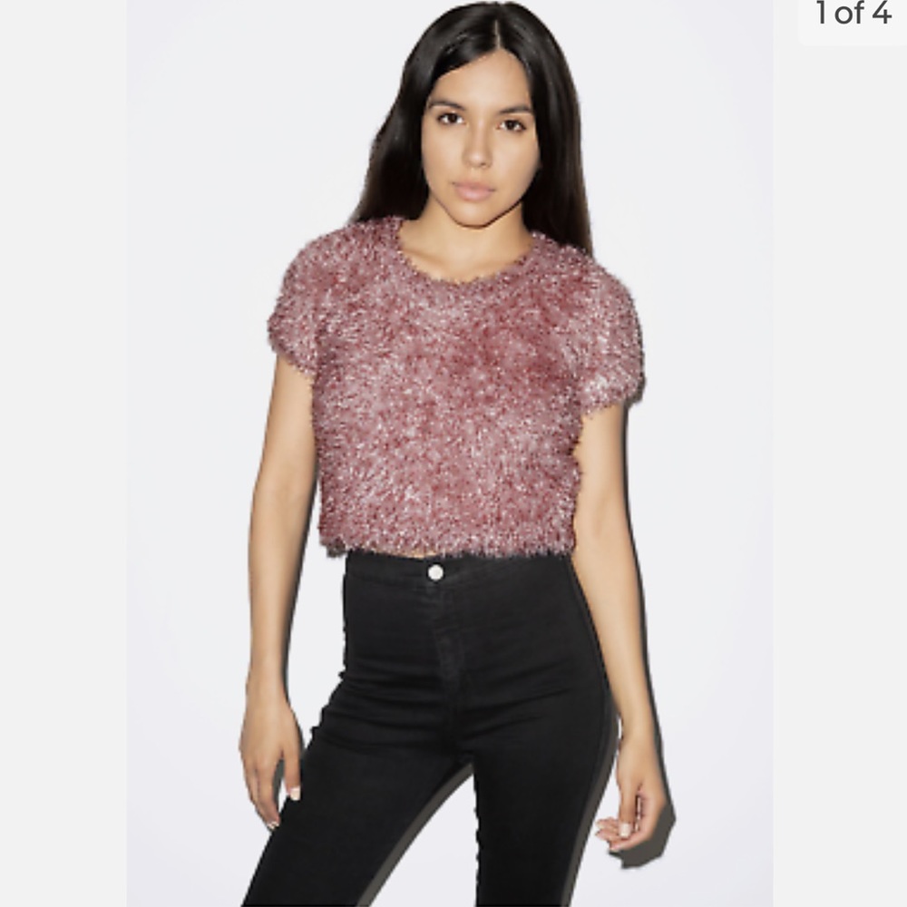 American Apparel Women Tinsel Cropped Sweater- NWOT Size Large